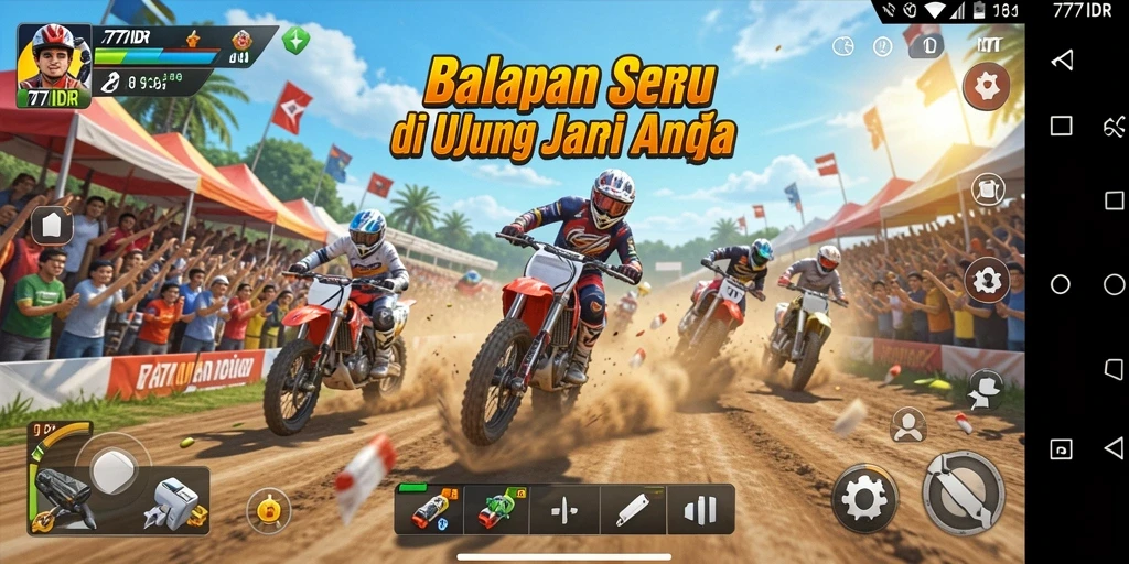 Tampilan gameplay balapan mendebarkan di 777IDR.