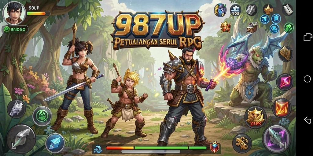 Screenshot utama dari gameplay RPG yang menegangkan di 987UP.