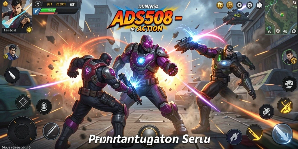 Screenshot utama menampilkan aksi seru dalam game Action ADS508.