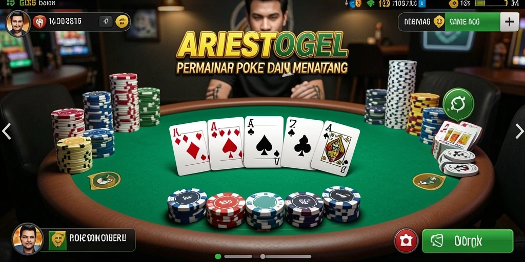 Tampilan gameplay Poker yang menarik di ARIESTOGEL.