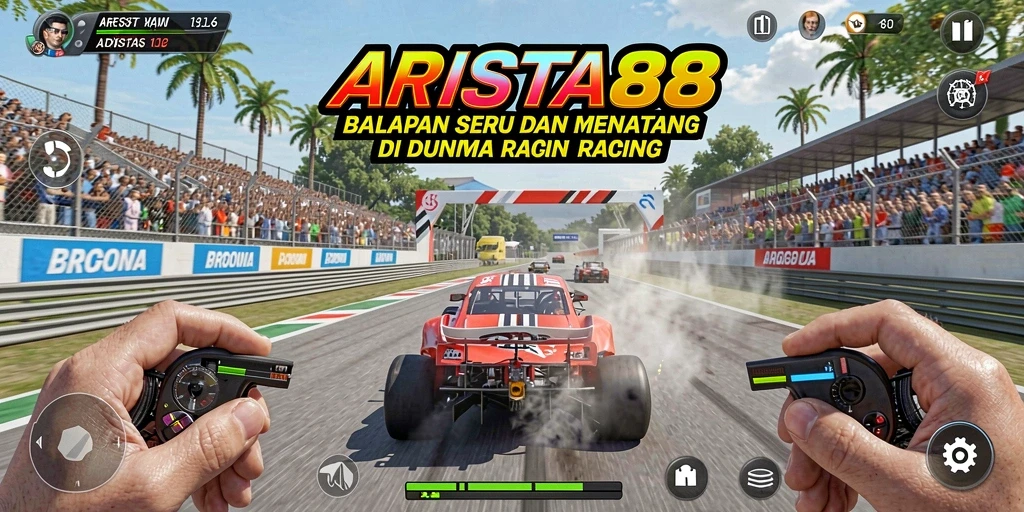 Tampilan gameplay ARISTA88 yang menegangkan di trek balap.
