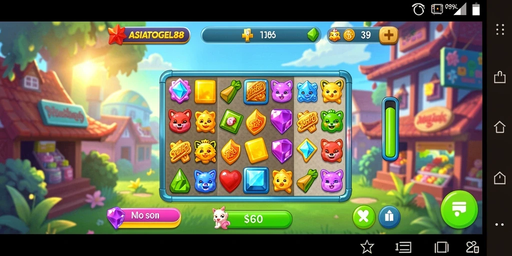 Tampilan gameplay seru ASIATOGEL88 dalam aksi Match-3.