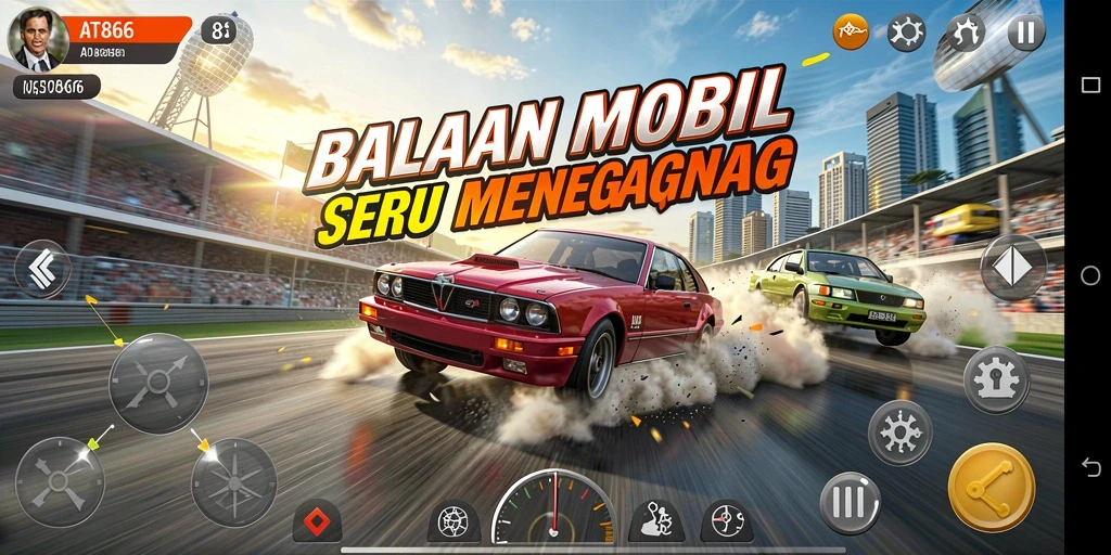 Screenshot AT866 menampilkan aksi balapan yang mendebarkan.