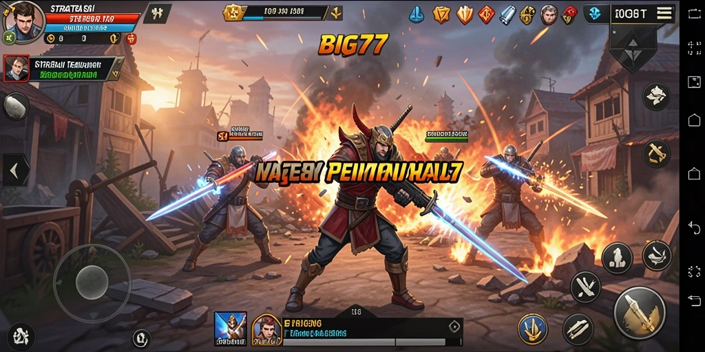 Tangkapan layar gameplay <strong>BIG77</strong> menampilkan pertempuran strategis yang intens.