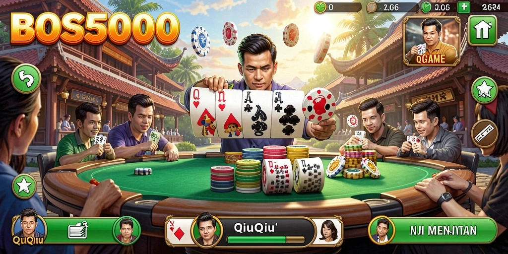 Tampilan gameplay seru QiuQiu di BOS5000.