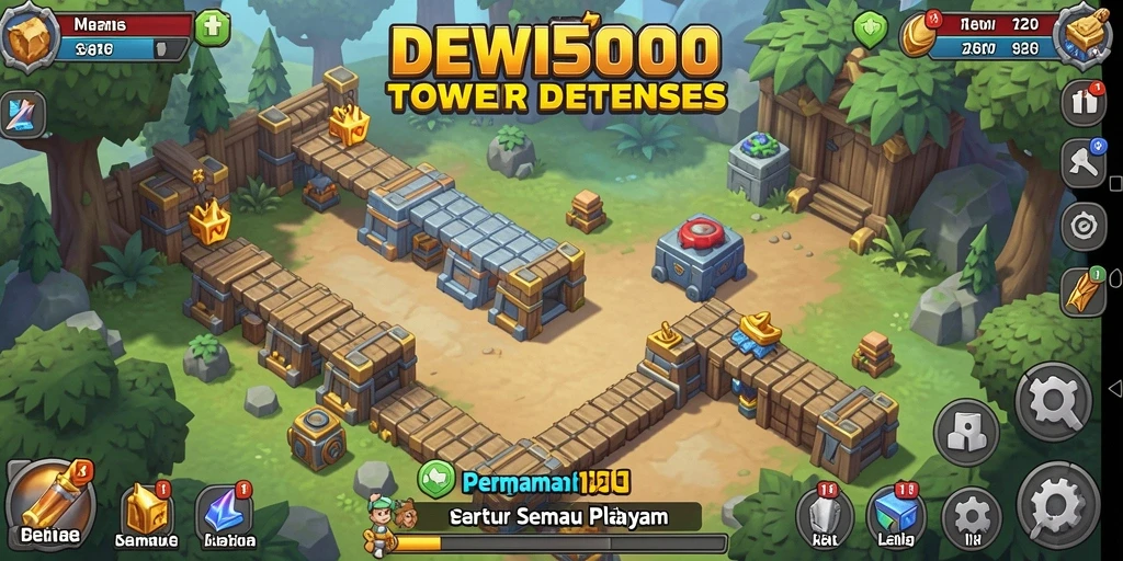 Tangkapan layar gameplay <strong>DEWI5000</strong> menampilkan aksi menegangkan dalam Tower Defense.