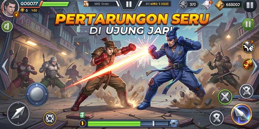 Tampilan gameplay GOGO77 dengan pertarungan yang mendebarkan.