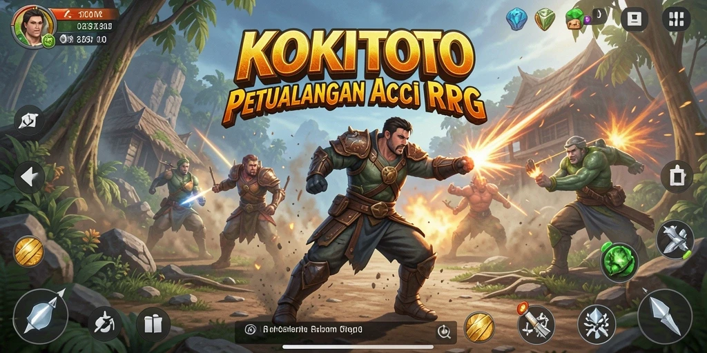 Tangkapan layar gameplay KOKITOTO dengan aksi pertempuran yang intens.