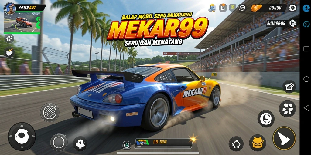 Gameplay balap mobil yang mendebarkan dan seru di MEKAR99.