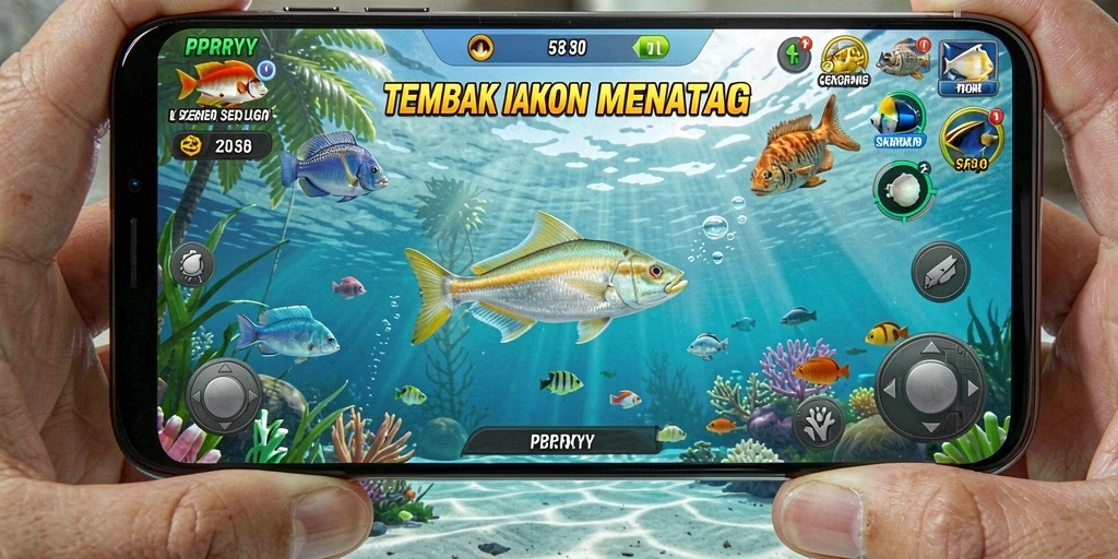 Tampilan gameplay seru dari PPRRYY saat menembak ikan.