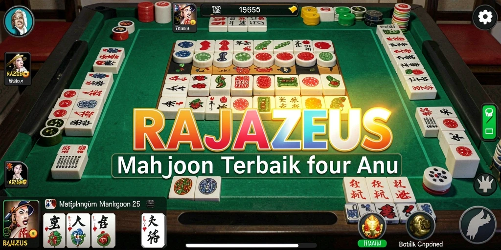 Tampilan gameplay seru RAJAZEUS dengan desain Mahjong yang menarik.