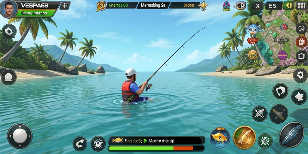 Tangkapan ikan yang memukau dalam gameplay VESPA69.